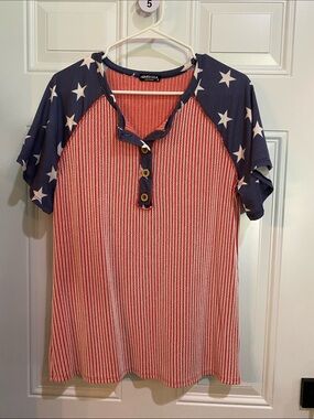 HEIMISH USA Red & Navy Star Raglan Short Sleeve Tee